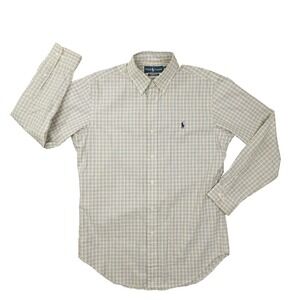 Ralph Lauren Classic Fit Button Up Dress Shirt Men's 15 32/33 Yellow Blue Plaid